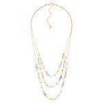 Wholesale layered Beaded Necklace Cracked Faceted Cylinder Beads L Extender L
