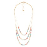 Wholesale layered Beaded Necklace Cracked Faceted Cylinder Beads L Extender L