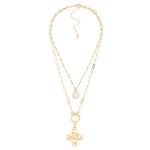 Wholesale layered Chain Link Necklace Twisted Hoop Hammered Metal Plus Cross Pen