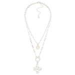 Wholesale layered Chain Link Necklace Twisted Hoop Hammered Metal Plus Cross Pen