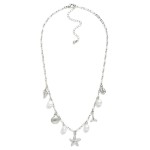 Wholesale chain Link Charm Necklace Beach Pearl Charms L Extender L