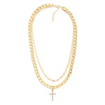 Wholesale layered Metal Chain Link Necklace Cross Pendant L