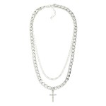 Wholesale layered Metal Chain Link Necklace Cross Pendant L
