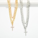 Wholesale layered Metal Chain Link Necklace Cross Pendant L