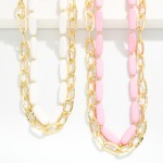 Wholesale layered Chain Link Long Stone Bead Beaded Necklace L Extender