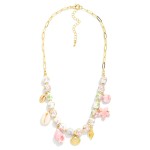 Wholesale chain Link Chinoiserie Bead Beaded Necklace Porcelain Metal Beach Char