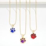 Wholesale snake Chain Link Necklace Pave Rhinestone Paw Print Pendant L Extender