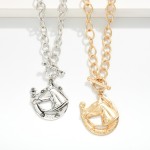 Wholesale metal Circle Chain Link Necklace Toggle Clasp Medallion Horse Pendant
