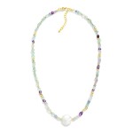 Wholesale acetate Stone Beaded Necklace Circular Pearl Pendant L Extender L