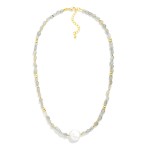 Wholesale acetate Stone Beaded Necklace Circular Pearl Pendant L Extender L
