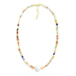 Wholesale acetate Stone Beaded Necklace Circular Pearl Pendant L Extender L