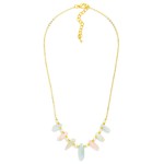 Wholesale metal Beaded Chain Link Necklace Pearls Metal Tones Stone Charms L