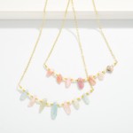 Wholesale metal Beaded Chain Link Necklace Pearls Metal Tones Stone Charms L