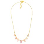 Wholesale metal Beaded Chain Link Necklace Pearls Metal Tones Stone Charms L