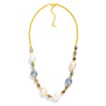 Wholesale beaded Necklace Metal Gold Tones Baroque Pearls Stones L Extender L