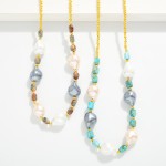 Wholesale beaded Necklace Metal Gold Tones Baroque Pearls Stones L Extender L