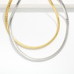 Wholesale metal Flat Snake Chain Necklace Beaded Blasted Textured L Extender L S