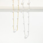Wholesale chain Link Necklace Pearl Stations Stainless Steal Water Resistant L E