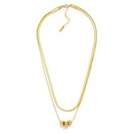 Wholesale layered Herringbone Chain Link Necklace Feating Metal Beaded Disks Sta