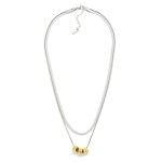 Wholesale layered Herringbone Chain Link Necklace Feating Metal Beaded Disks Sta