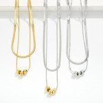 Wholesale layered Herringbone Chain Link Necklace Feating Metal Beaded Disks Sta