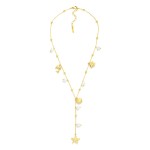 Wholesale chain Link Charm Necklace Pearls Metal Beach Charms L Stainless Steal