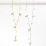 Wholesale chain Link Charm Necklace Pearls Metal Beach Charms L Stainless Steal