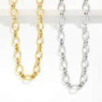 Wholesale oval Chain Link Necklace Horizontal Linked Details L Stainless Steal W