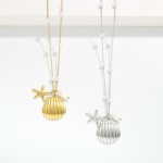 Wholesale metal Chain Link Necklace Pearl Stations Shell Pendant L Stainless Ste