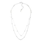 Wholesale layered Dainty Chain Link Necklace Metal Ball Pearl Stations L Extende