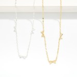 Wholesale flat Chain Link Necklace Metal Bow Stations Gold Dipped L Extender L