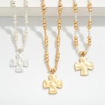 Wholesale multiple Metal Beaded Necklace Hammered Metal Plus Cross Pendant L Ext
