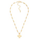 Wholesale multiple Metal Beaded Necklace Hammered Metal Plus Cross Pendant L Ext