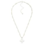 Wholesale multiple Metal Beaded Necklace Hammered Metal Plus Cross Pendant L Ext