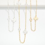 Wholesale long Paperclip Chain Link Necklace Necklace Hammered Metal Hollow Cros