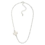 Wholesale paperclip Chain Link Necklace Side Stationary Hammered Metal Plus Cros