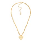 Wholesale metal Metallic Beaded Necklace Hammered Heart Pendant L Extender L