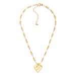 Wholesale metal Metallic Beaded Necklace Hammered Heart Pendant L Extender L
