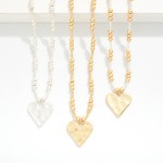 Wholesale metal Metallic Beaded Necklace Hammered Heart Pendant L Extender L