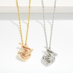 Wholesale metal Oval Bead Beaded Necklace Hammered Metal Heart Toggle Clasp L