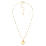 Wholesale metal Bar Link Chain Link Necklace Hammered Metal Plus Cross Pendant L