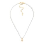 Wholesale pearl Beaded Necklace Cross Pendant L Extender L