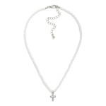 Wholesale pearl Beaded Necklace Cross Pendant L Extender L