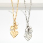 Wholesale oval Circle Chain Link Necklace Pearl Hearts Pendant L Extender L