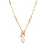 Wholesale chain Link Necklace Metal Beaded Stations Flat Pearl Toggle Clasp L