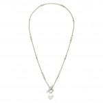 Wholesale chain Link Necklace Metal Beaded Stations Flat Pearl Toggle Clasp L