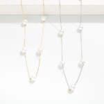 Wholesale chain Link Necklace Pearl Stations L
