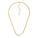 Wholesale metal Paperclip Chain Link Necklace Pearl Pendant L Extender L