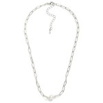 Wholesale metal Paperclip Chain Link Necklace Pearl Pendant L Extender L