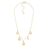 Wholesale metal Bar Chain Link Necklace Beach Charms Gold Tones Pearls L Extende